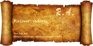 Rainer Adony névjegykártya